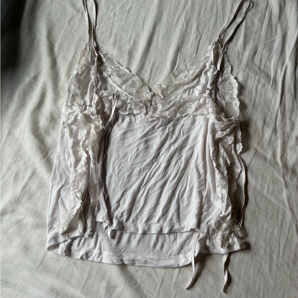 Victoria's Secret So Soft Ribbed Lace-Trim Cami & Shorts Set - Ivory - Picture 5 of 7